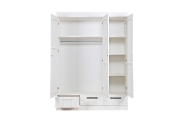 Varius Garderob 140 cm 3 Dörrar 3 Lådor - Vit Tall - Förvaring - Garderober & garderobssystem
