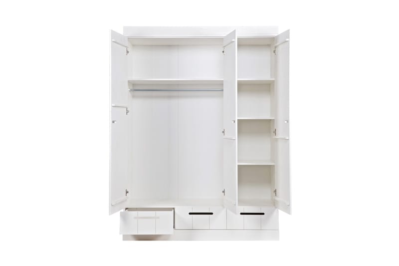 Varius Garderob 140 cm 3 Dörrar 3 Lådor - Vit Tall - Förvaring - Garderober & garderobssystem