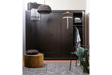 Varius Garderob 140x53 cm 3 Dörrer - Furu/Svart - Förvaring - Garderober & garderobssystem