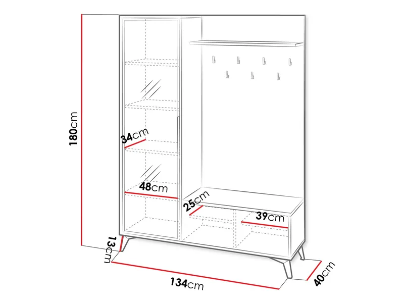 Vemdalen Hallmöbelset 180 cm - Förvaring - Garderober & garderobssystem