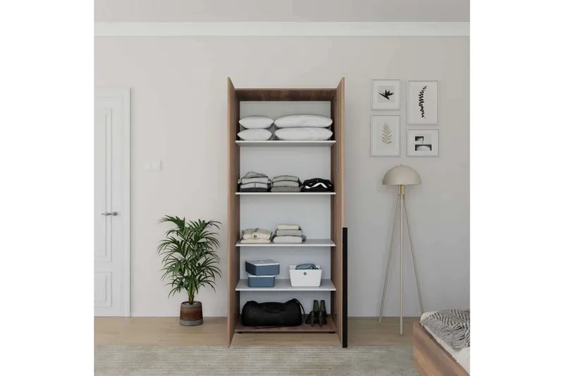 Vornic Garderob 90x210 cm - Valnöt - Förvaring - Garderober & garderobssystem