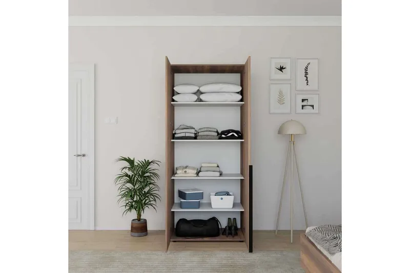 Vornic Garderob 90x210 cm - Valnöt - Förvaring - Garderober & garderobssystem