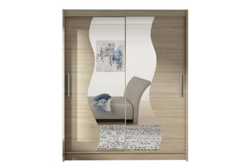 West Garderob 150 cm i Trä med Glasdetaljer - Beige|Vit - Förvaring - Garderober & garderobssystem