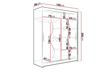 West Garderob 150 cm i Trä med Glasdetaljer - Beige|Vit - Förvaring - Garderober & garderobssystem