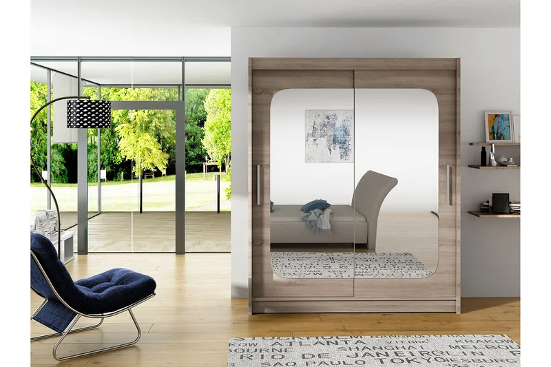 West Garderob 150x58x200 cm LED-belysning - Beige - Förvaring - Garderober & garderobssystem