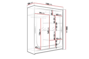 West Garderob 150x58x200 cm LED-belysning - Beige - Förvaring - Garderober & garderobssystem