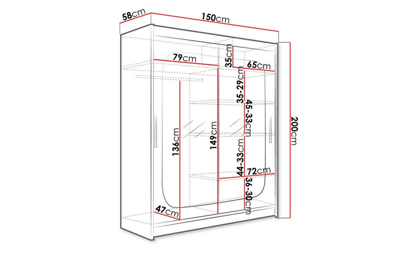 West Garderob 150x58x200 cm LED-belysning - Beige - Förvaring - Garderober & garderobssystem