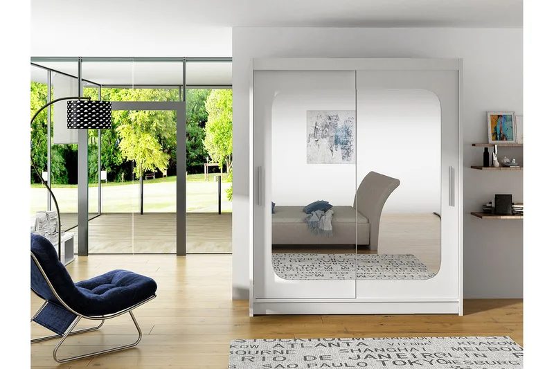 West Garderob 150x58x200 cm LED-belysning - Vit - Förvaring - Garderober & garderobssystem