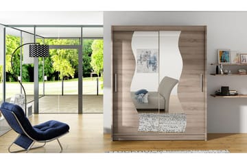 West Garderob med LED-belysning 150 cm i Trä med Glasdetaljer - Beige - Förvaring - Garderober & garderobssystem