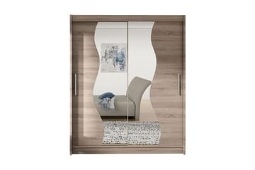 West Garderob med LED-belysning 150 cm i Trä med Glasdetaljer - Beige - Förvaring - Garderober & garderobssystem
