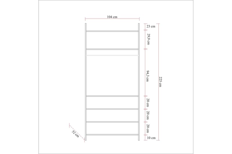 Witonia Garderob 104x52 cm - Natur - Förvaring - Garderober & garderobssystem