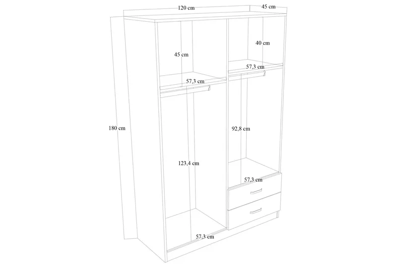 Yaman Garderob 120x180 cm - Mattvit - Förvaring - Garderober & garderobssystem