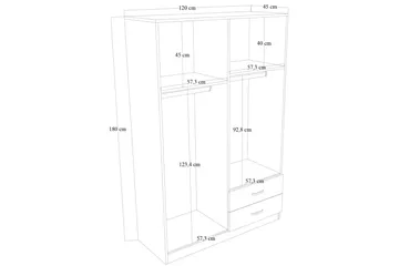 Yaman Garderob 120x180 cm - Mattvit - Förvaring - Garderober & garderobssystem
