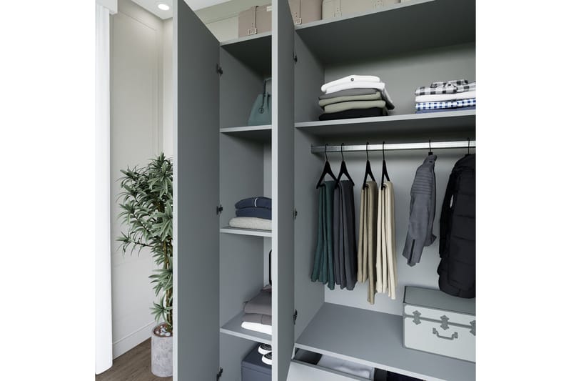 Yaman Garderob 120x181 cm - Grå - Förvaring - Garderober & garderobssystem