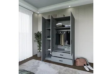 Yaman Garderob 120x181 cm - Grå - Förvaring - Garderober & garderobssystem