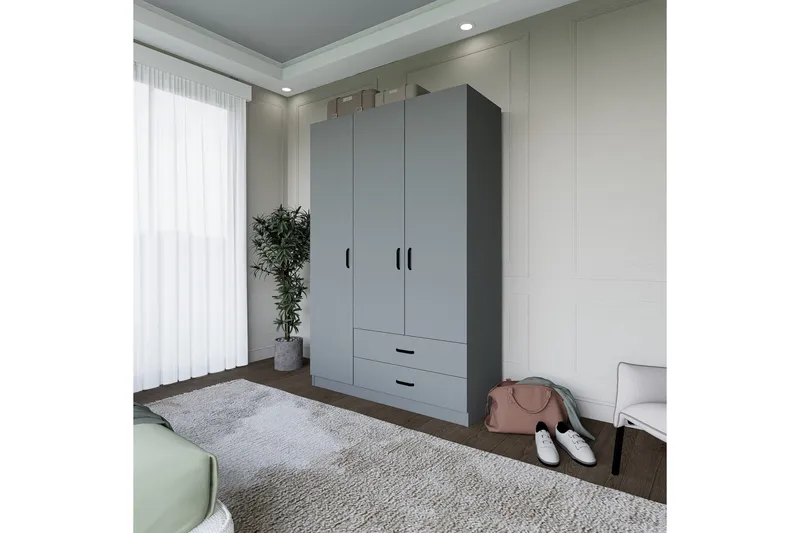 Yaman Garderob 120x181 cm - Grå - Förvaring - Garderober & garderobssystem