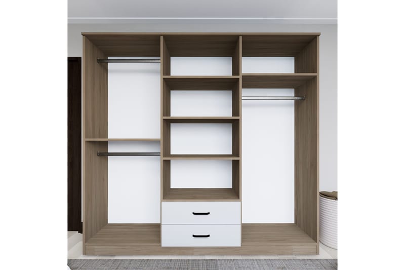 Yaman Garderob 180x190 cm - Ljusbrun - Förvaring - Garderober & garderobssystem