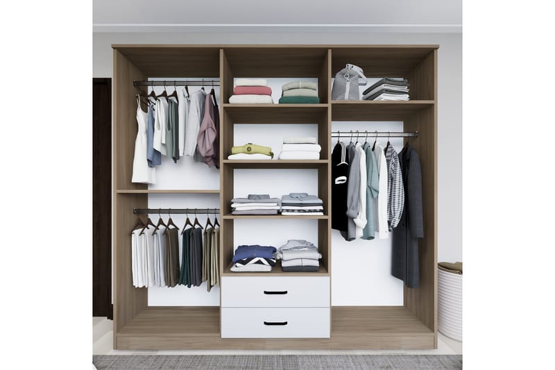 Yaman Garderob 180x190 cm - Ljusbrun - Förvaring - Garderober & garderobssystem