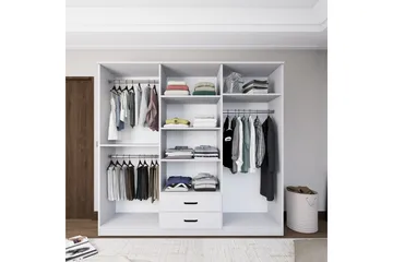 Yaman Garderob 180x190 cm - Mattvit - Förvaring - Garderober & garderobssystem