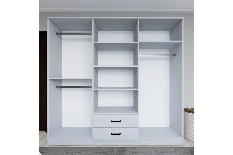 Yaman Garderob 180x190 cm - Mattvit - Förvaring - Garderober & garderobssystem