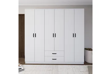 Yaman Garderob 180x190 cm - Mattvit - Förvaring - Garderober & garderobssystem