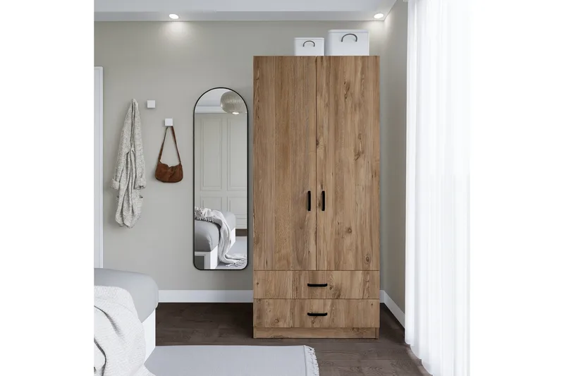 Yaman Garderob 80x182 cm - Brun - Förvaring - Garderober & garderobssystem