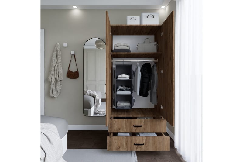 Yaman Garderob 80x182 cm - Brun - Förvaring - Garderober & garderobssystem