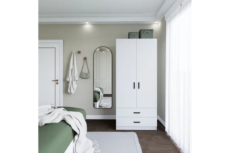 Yaman Garderob 80x182 cm - Mattvit - Förvaring - Garderober & garderobssystem