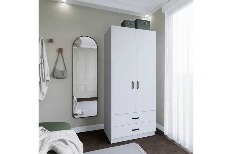 Yaman Garderob 80x182 cm - Mattvit - Förvaring - Garderober & garderobssystem
