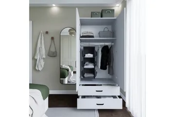 Yaman Garderob 80x182 cm - Mattvit - Förvaring - Garderober & garderobssystem