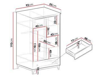 Zeylor Garderob 193 cm - Förvaring - Garderober & garderobssystem