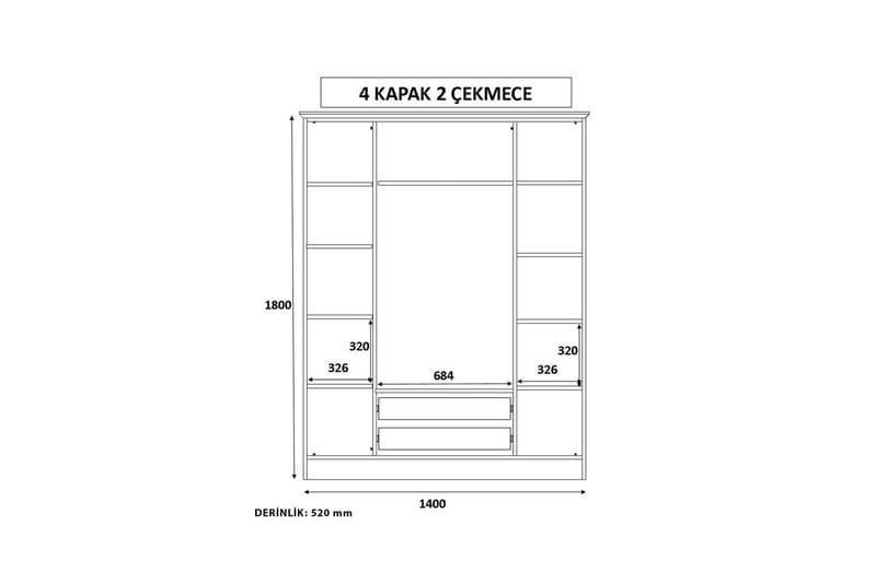 Zyricon Garderob 140x180 cm - Matt Vit - Förvaring - Garderober & garderobssystem
