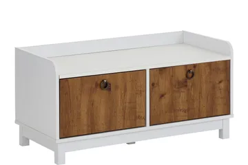 Shellake Skobänk 92x45 cm - Vit/Natur - Förvaring - Hallförvaring