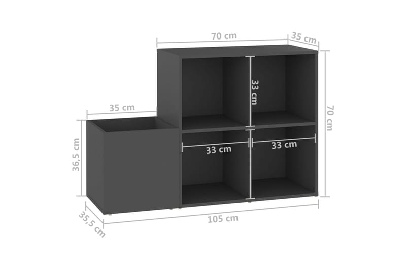 Skoskåp grå 105x35,5x70 cm spånskiva - Grå - Hallförvaring - Skohylla & skoställ