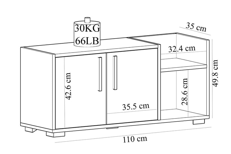 Skoskåp Violaceae 110x49,8 cm - Brun - Förvaring - Hallförvaring
