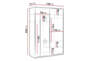 Haruna Garderob med Spegel 150x235 cm - Vit - Förvaring - Garderober & garderobssystem