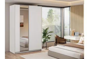 Haruna Garderob med Spegel 150x235 cm - Vit - Förvaring - Garderober & garderobssystem