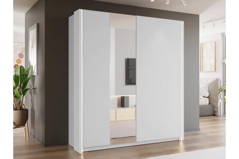 Haruna Garderob med Spegel 200x235 cm - Vit - Förvaring - Garderober & garderobssystem