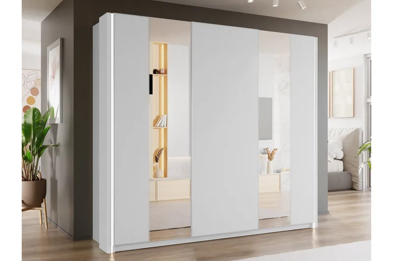 Haruna Garderob med Spegel 250x235 cm - Vit - Förvaring - Garderober & garderobssystem