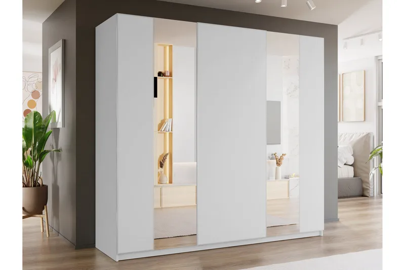 Haruna Garderob med Spegel 250x235 cm - Vit - Förvaring - Garderober & garderobssystem