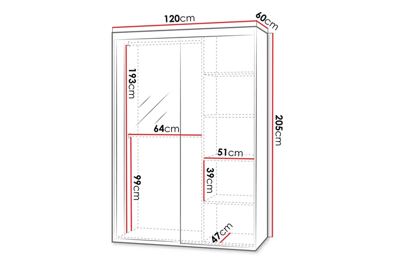 Harvinder Garderob med Spegel 120x205 cm - Beige - Förvaring - Garderober & garderobssystem