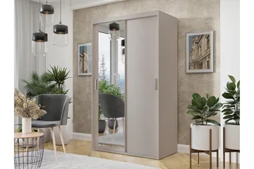 Harvinder Garderob med Spegel 120x205 cm - Beige - Förvaring - Garderober & garderobssystem