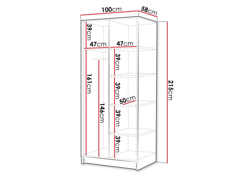 Herrljunga Garderob 100x215 cm - Brun/Svart - Förvaring - Garderober & garderobssystem
