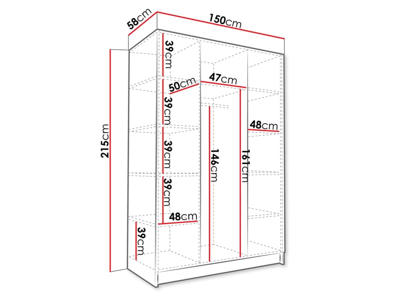 Herrljunga Garderob 150x215 cm - Brun/Guld - Förvaring - Garderober & garderobssystem