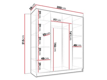 Herrljunga Garderob 200x215 cm - Brun/Svart - Förvaring - Garderober & garderobssystem