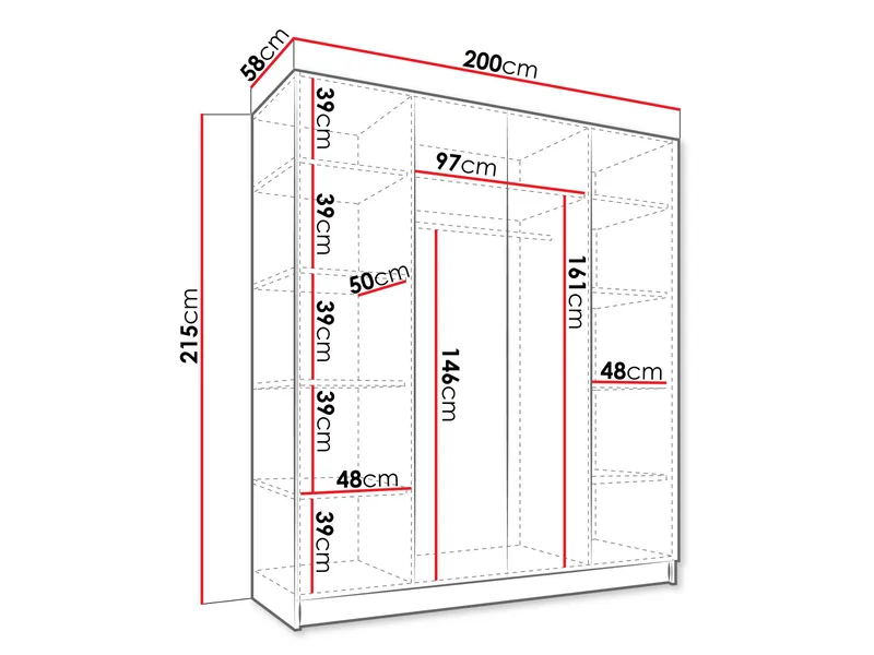 Herrljunga Garderob 200x215 cm - Brun/Svart - Förvaring - Garderober & garderobssystem