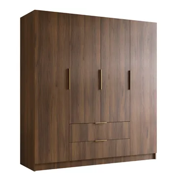 Herrljunga Garderob 200x215 cm med lådor - Brun/Guld - Förvaring - Garderober & garderobssystem