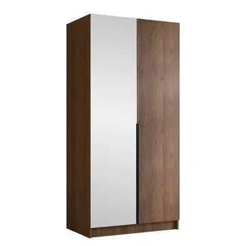 Herrljunga Garderob med Spegel 100x215 cm - Brun/Svart/Spegel - Förvaring - Garderober & garderobssystem