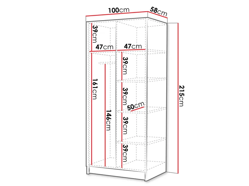 Herrljunga Garderob med Spegel 100x215 cm - Brun/Svart/Spegel - Förvaring - Garderober & garderobssystem