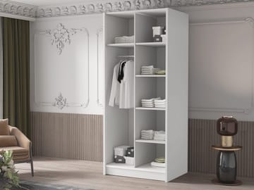 Herrljunga Garderob med Spegel 100x215 cm - Svart/Spegel - Förvaring - Garderober & garderobssystem
